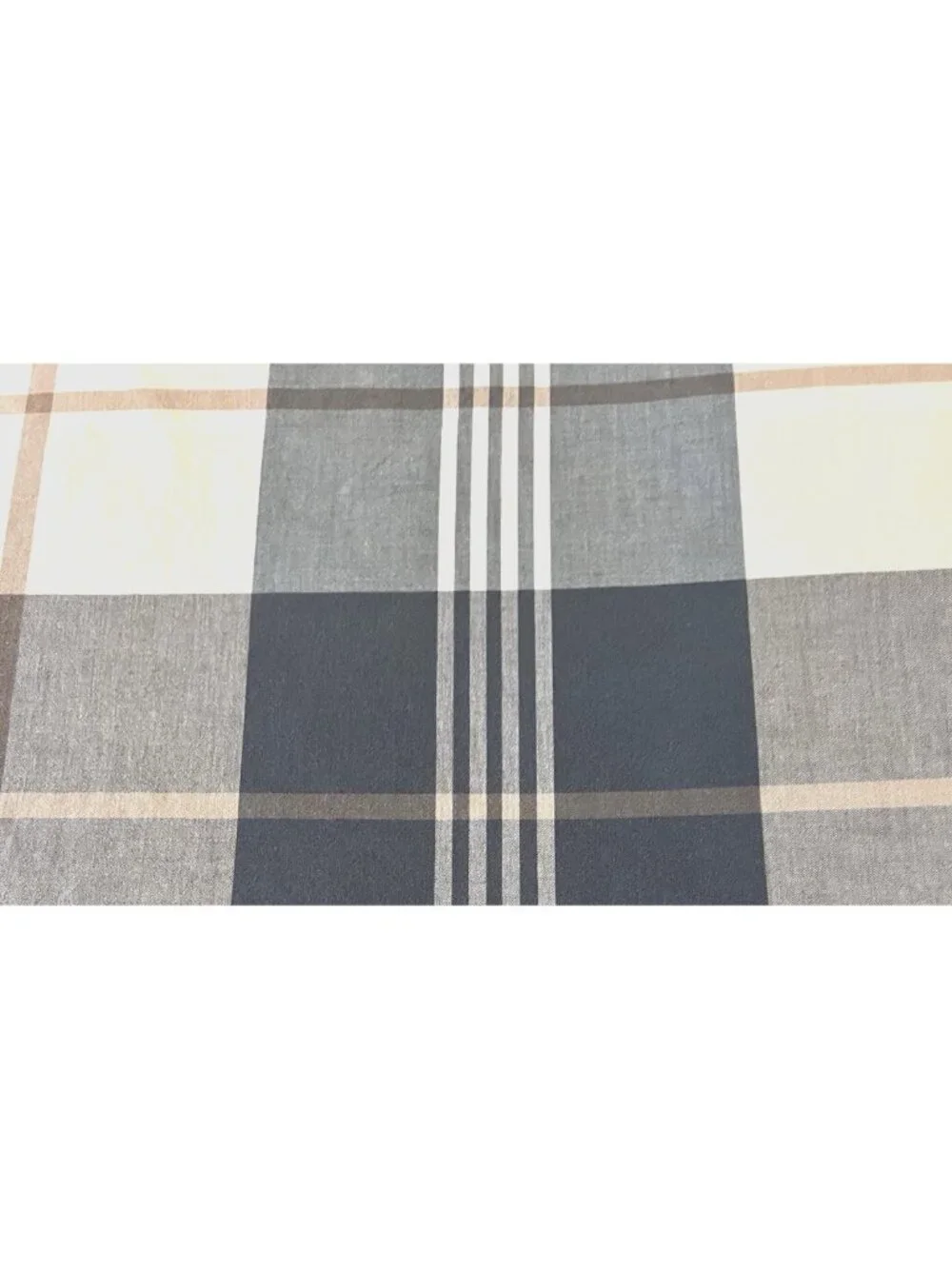 Plaid Duvet Cover Full/Queen BLUE Tan Cream 83